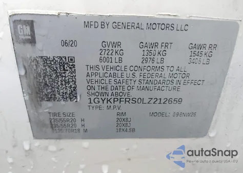 2020 Cadillac Xt6 Awd Premium Luxury from USA, damaged, VIN 1GYKPFRS0LZ212659